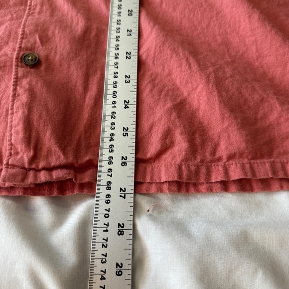 Old Navy Linen Blend Men's Short Sleeve Button Up Camp Shirt Coral Size Large - Picture 11 of 13